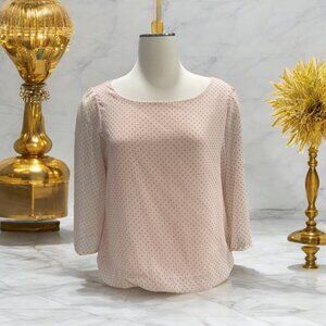 New York & Company Polka Dot Blouse S Pink Whimsy Elegant Church Party‎ Coquette